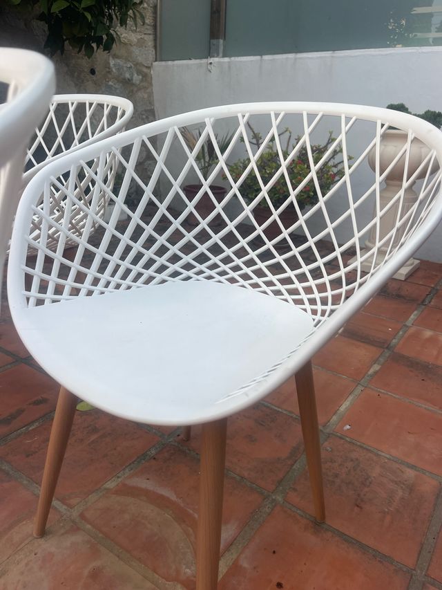 4 Sillas Blancas Madera
