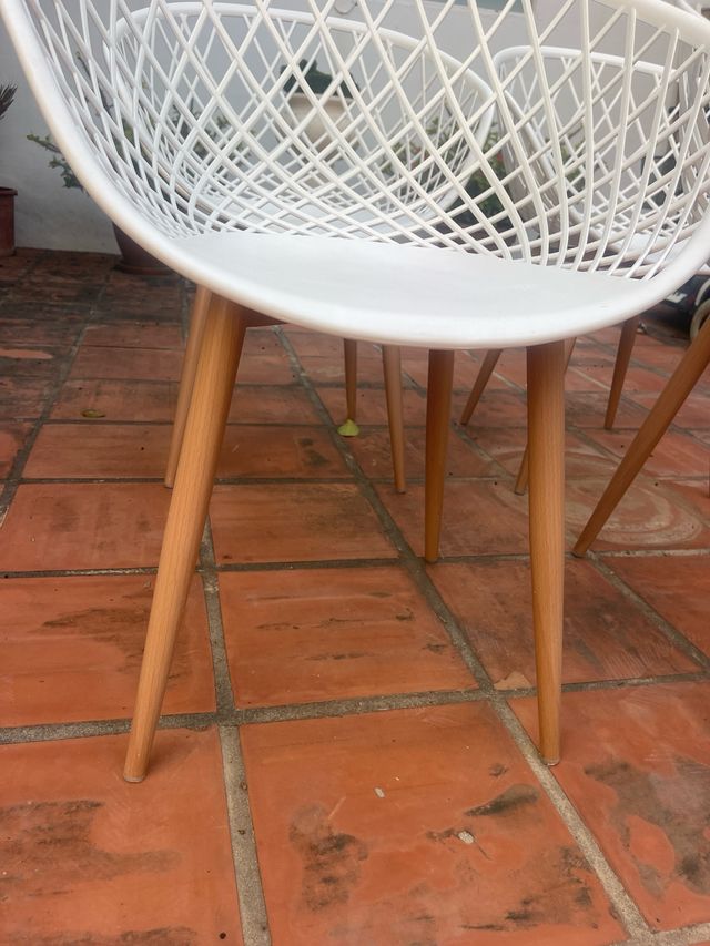 4 Sillas Blancas Madera