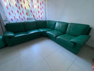Divano angolare similpelle verde 6 posti
