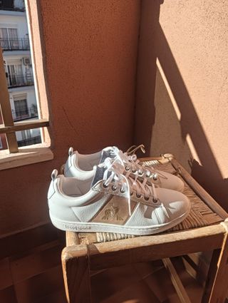 Zapatillas Le Coq Sportif Blancas y Doradas