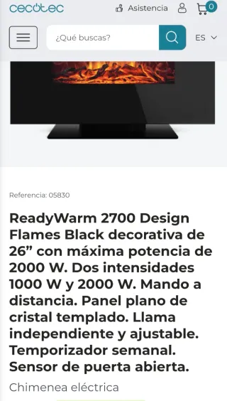 Chimenea Eléctrica Cecotec Negra