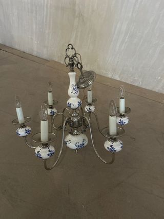 Lámpara 6 brazos vintage cerámica y metal