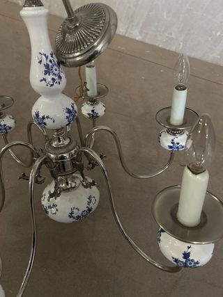 Lámpara 6 brazos vintage cerámica y metal