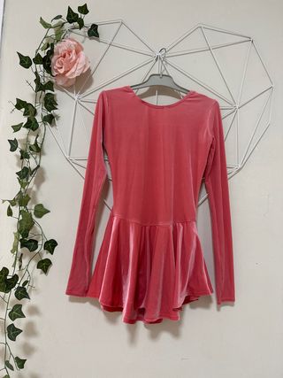 Mallot patinaje artístico rosa terciopelo T.10/12