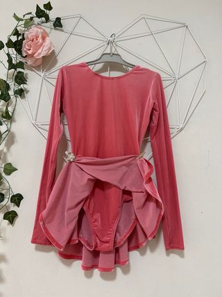 Mallot patinaje artístico rosa terciopelo T.10/12