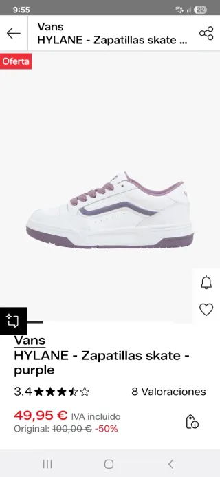 Zapatillas Vans Hylane skate morado/blanco