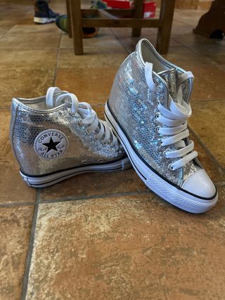 Botas Converse All Star Lentejuelas Plata