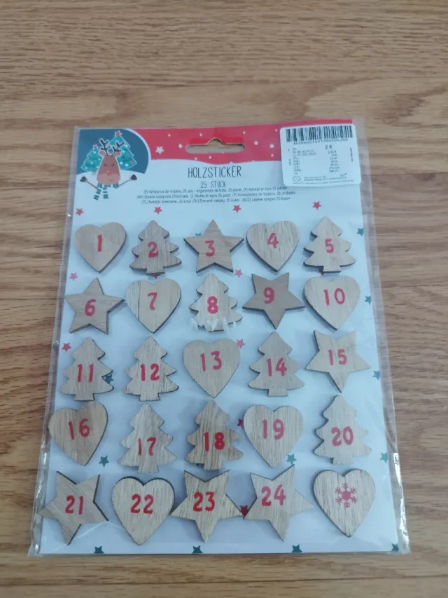 Calendario Adviento Madera 25 Stickers