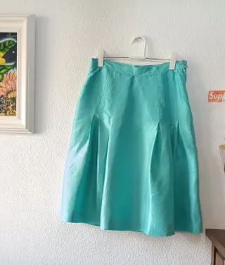 Falda Seda Salvaje Turquesa TALLA L
