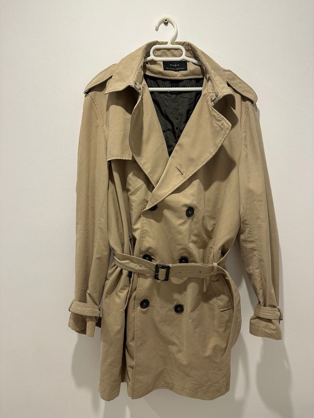 Gabardina Zara Beige Doble Botonadura