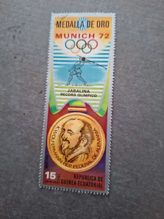 Sello Medalla de Oro Munich 72 Javalina