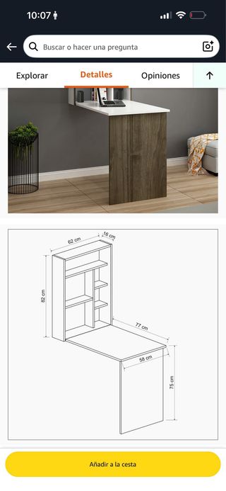 Mesa Plegable Blanca y Marrón, 1 mes de uso.