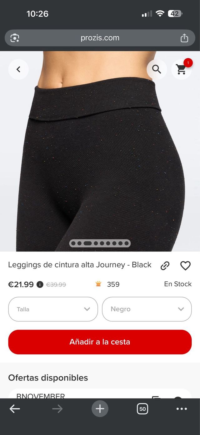 Leggings cintura alta Journey - Negro