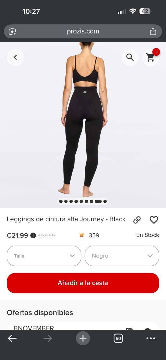 Leggings cintura alta Journey - Negro