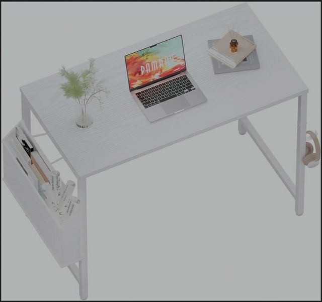 Mesa escritorio blanca madera y metal