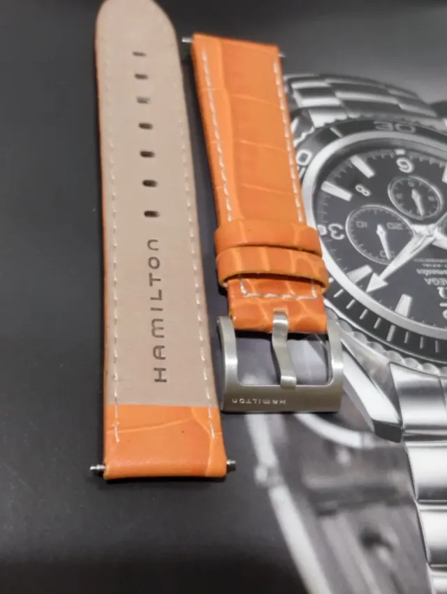 Cinturino Hamilton Orange in coccodrillo