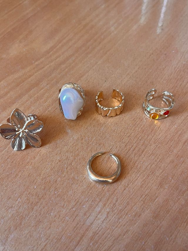 Lote 5 Anillos Dorados Ajustables