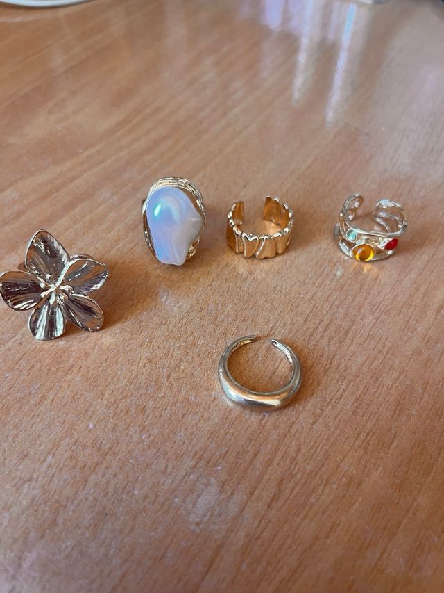 Lote 5 Anillos Dorados Ajustables