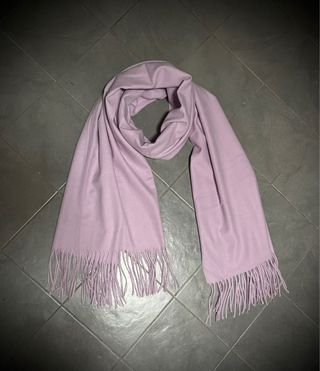 Natale Sciarpa stola lilla/rosa con frange