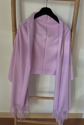 Natale Sciarpa stola lilla/rosa con frange