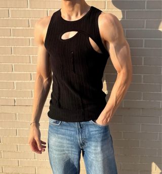 Camiseta tirantes negra Bershka