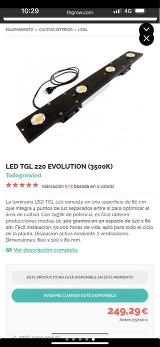 LED TGL 220 EVOLUTION 3500k
