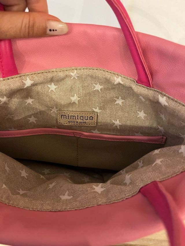 Mochila Mimique Piel Beige y Rosa