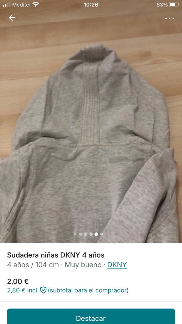 Felpa grigia per bambina di 4 anni DKNY