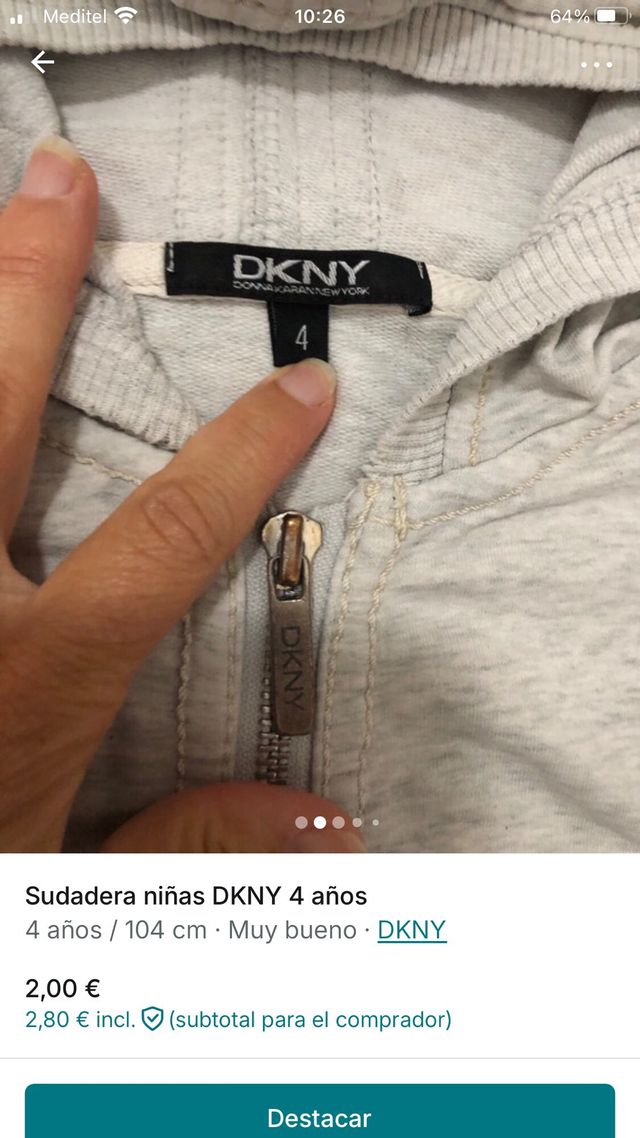 Felpa grigia per bambina di 4 anni DKNY