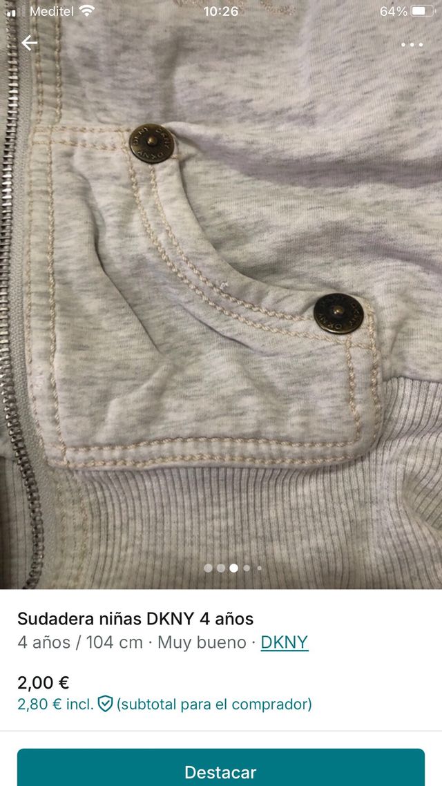 Felpa grigia per bambina di 4 anni DKNY