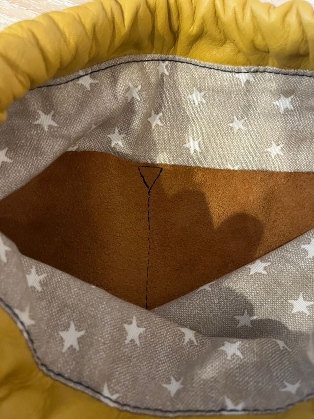 Mochila Mimique Piel y Tela Rayas Azul/Amarillo