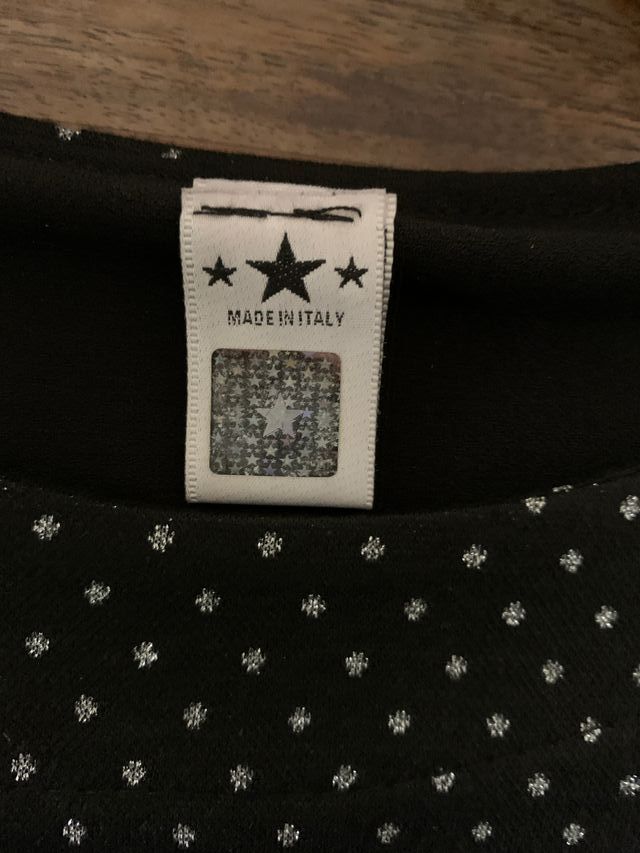 Vestito corto nero con pois brillantinati