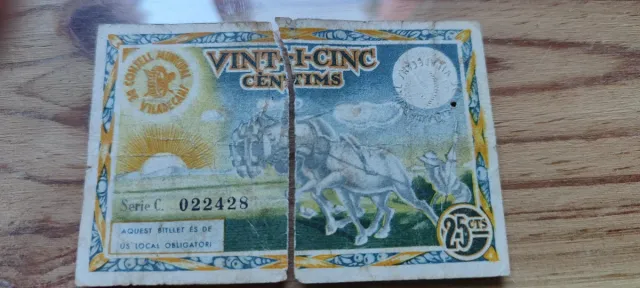 Billete 25 Céntimos Viladecans 1937