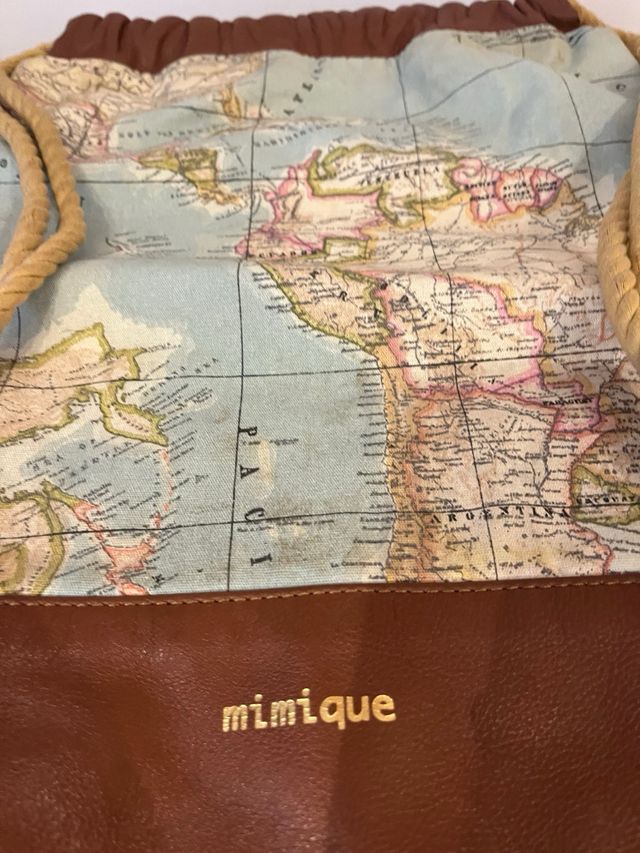 Mochila Mimique Piel y Tela Mapa