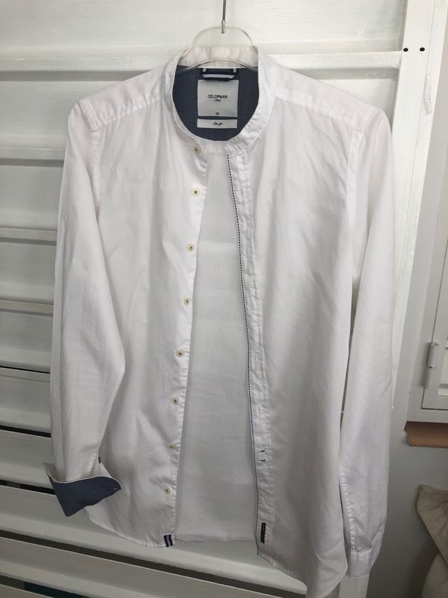 Camisa blanca cuello mao Celopman Talla S