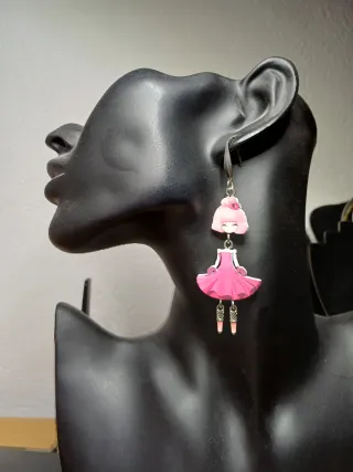 Orecchini Dama Legno Rosa