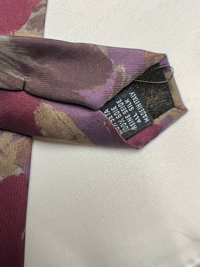 Cravatta Seta Borbonese Fantasia Marrone Viola