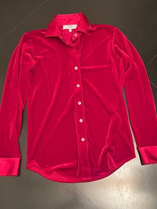 Camicia in velluto e raso rossa