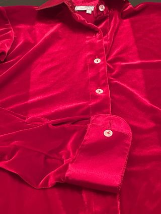 Camicia in velluto e raso rossa
