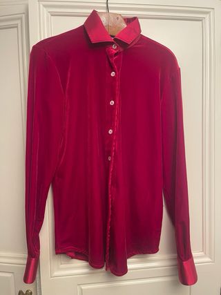 Camicia in velluto e raso rossa