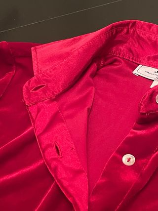 Camicia in velluto e raso rossa