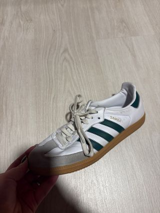 Zapatillas Adidas Samba Mujer Blancas y Verdes