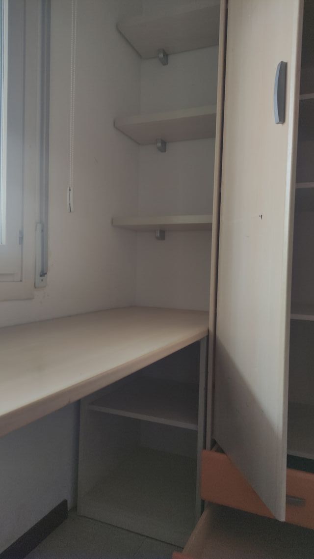 Armario, estanterías y escritorio