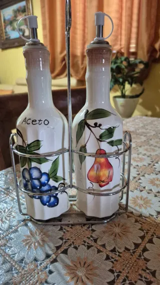 Porta Olio e Aceto Ceramica Uva