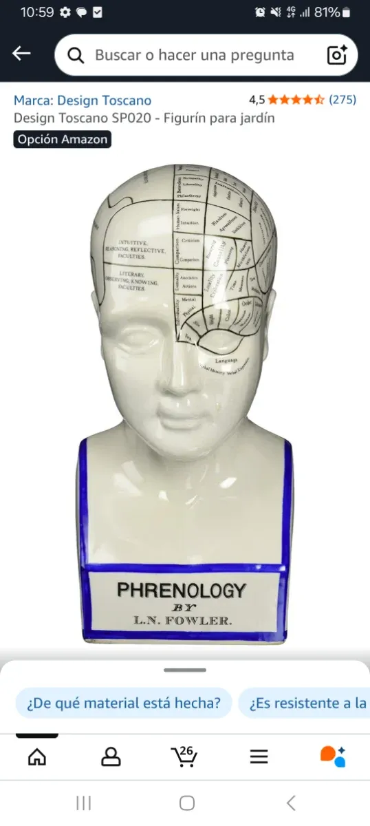Figura Diseño Toscano Phrenology Fowler