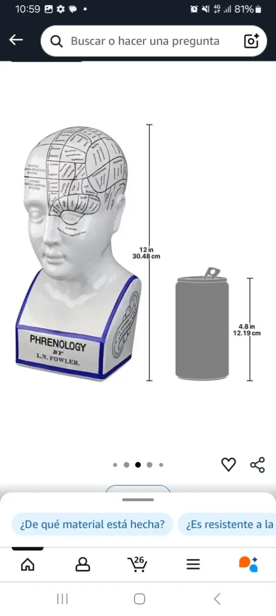 Figura Diseño Toscano Phrenology Fowler