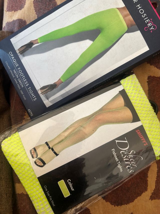 Lote 2 Pantys Neón Verde Sin Pies y media rejilla