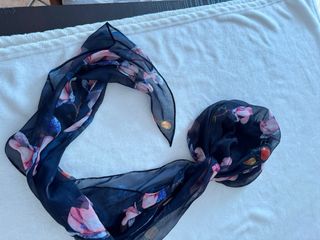 Sciarpa donna fantasia floreale blu con bandana