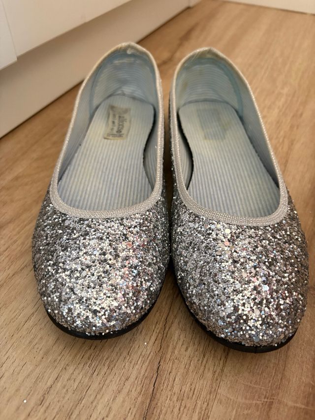 Bailarinas plateadas con purpurina
