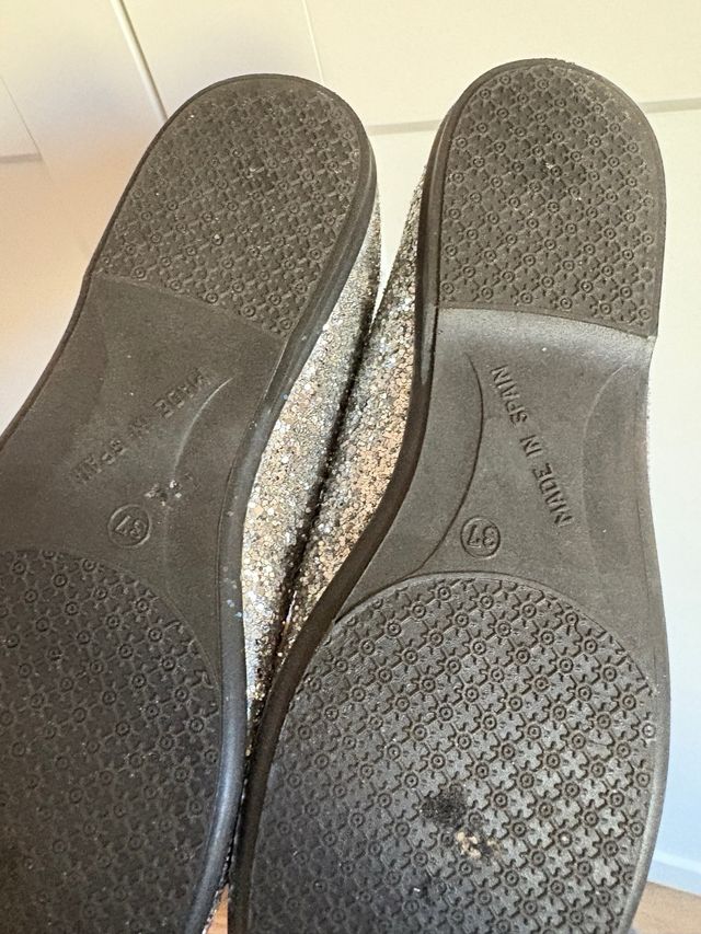 Bailarinas plateadas con purpurina